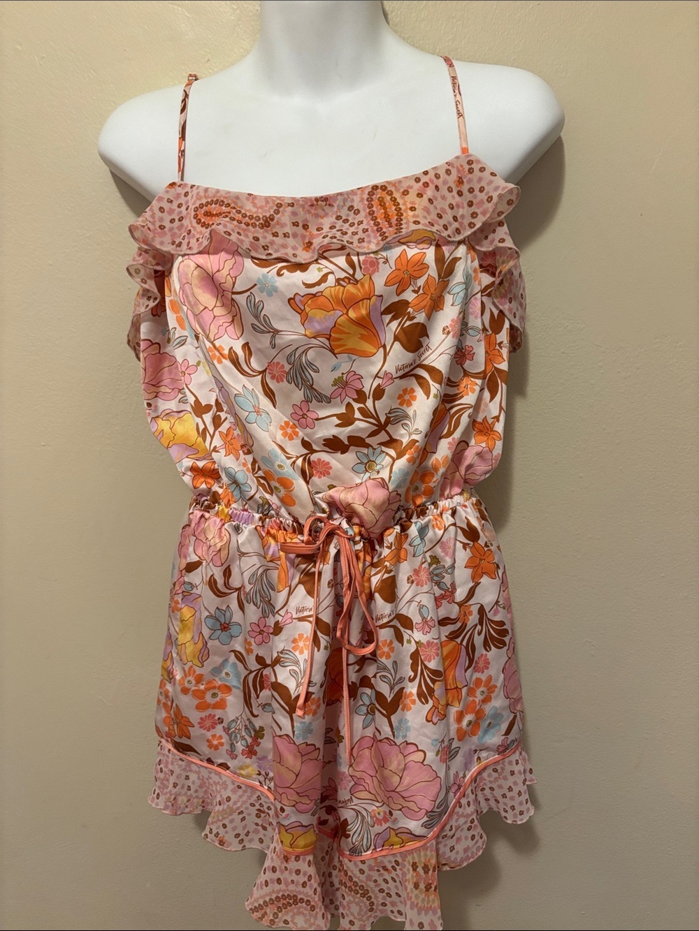Victoria's Secret Pink and Orange Floral Romper
